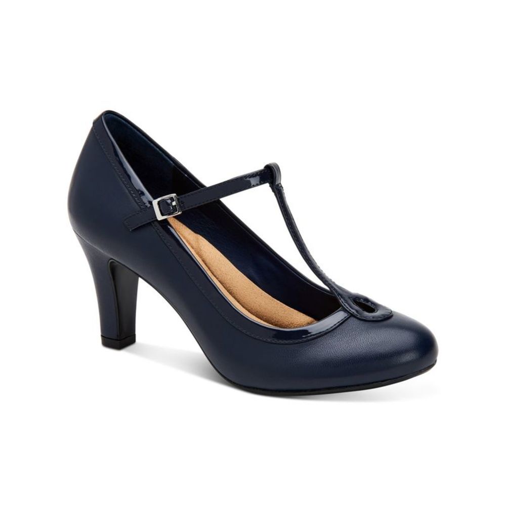 GIANI BERNINI Womens Midnight Navy Vintage Keyhole Varinaa Leather Pumps 5 M